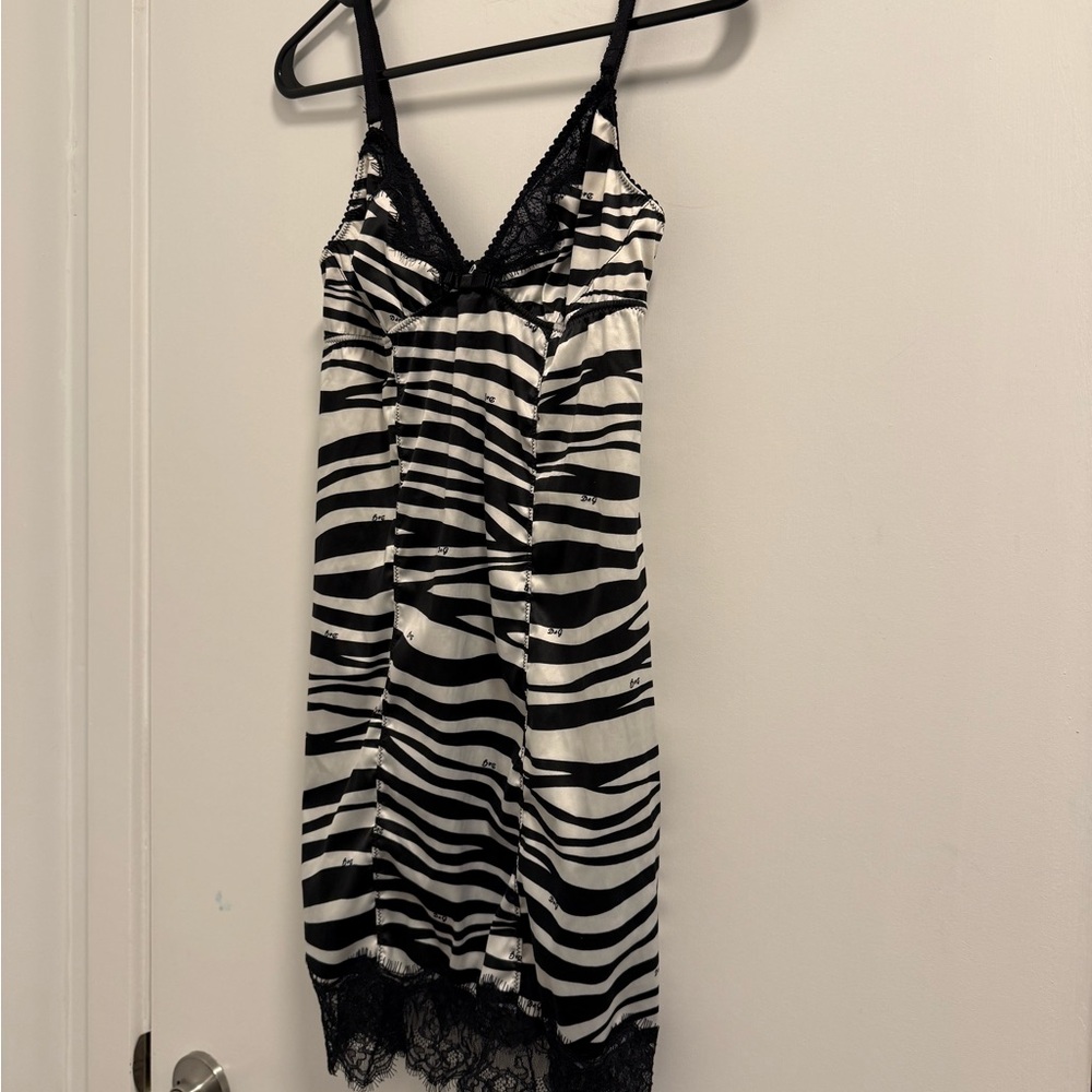 D&G Black and White Zebra Lace Trim Underwear